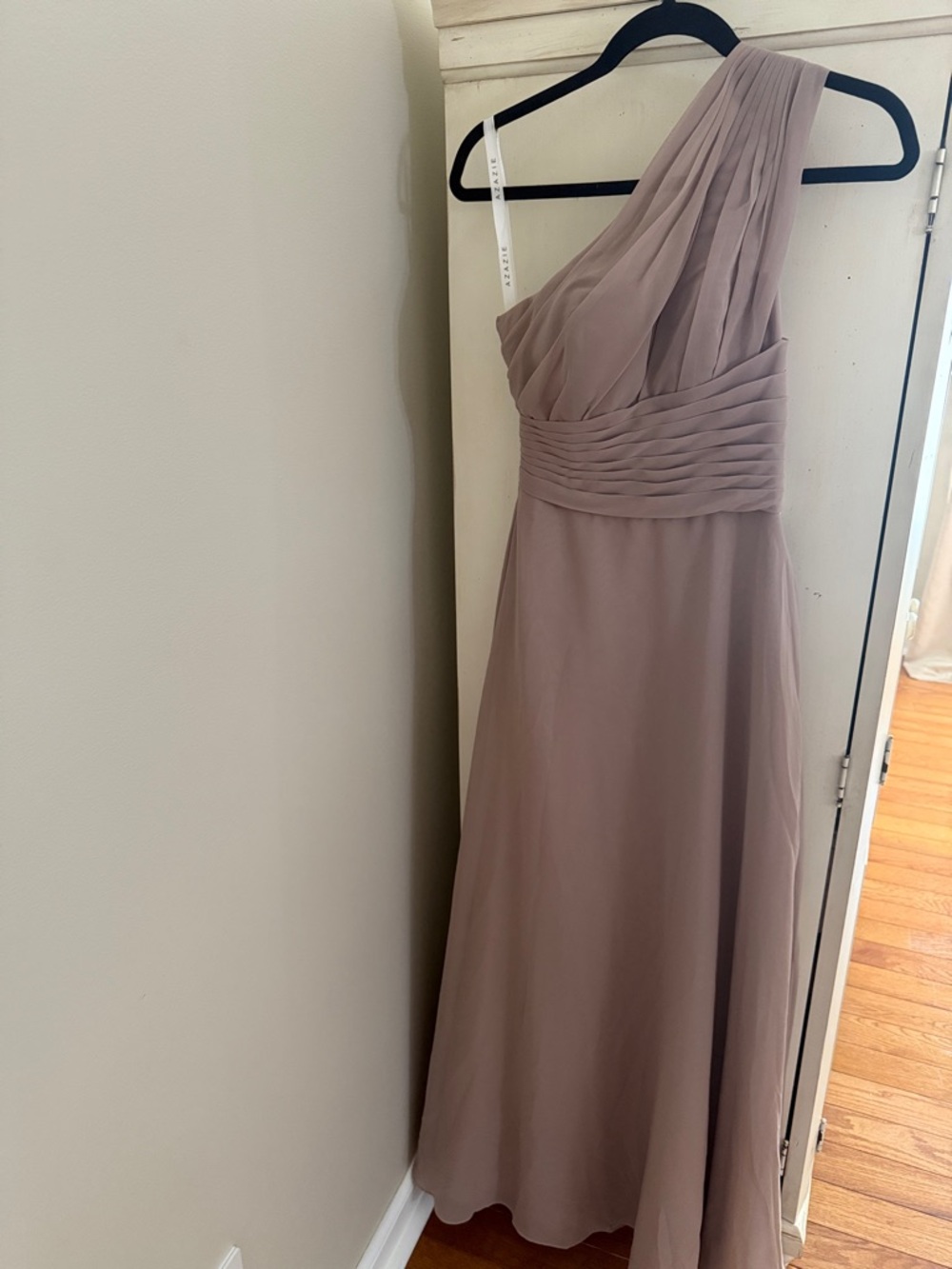 One-Shoulder Mauve/Taupe Bridesmaid Dress